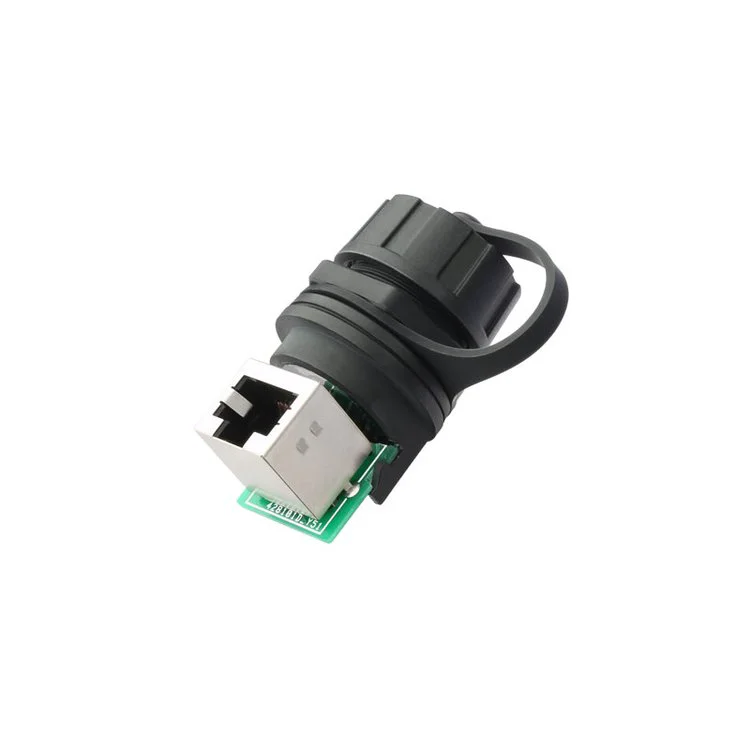 龙仕lshitech网络RJ45航空插头180°90°防水连接器母座带屏蔽