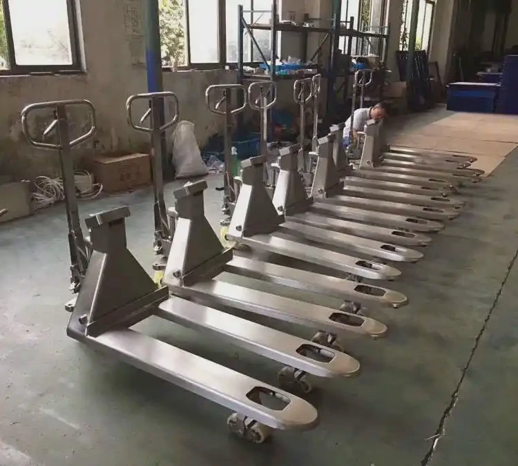 汉衡3吨不锈钢称重液压车 3t防水电子叉车秤 3T带称重的叉车