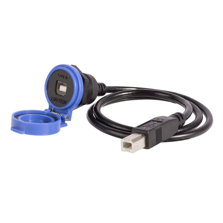 lshitech龙仕 工业type-b打印机口 航空插头连接器 自带翻盖