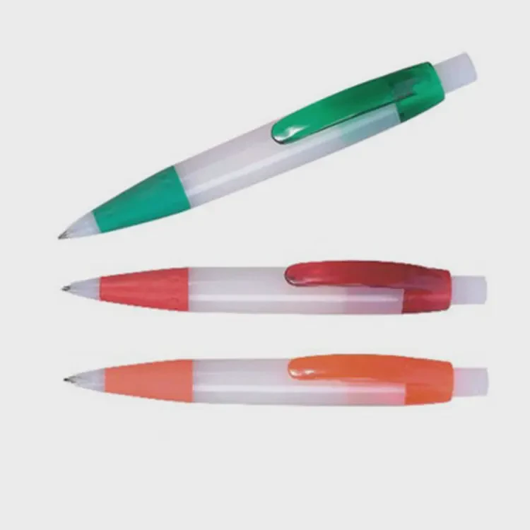 塑料广告按动圆珠笔 文具园珠笔 单色中性笔厂家订做
