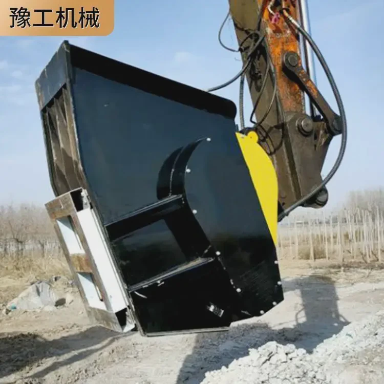 液压破碎筛分机铲车筛分粉碎铲斗挖斗破碎机 豫工机械