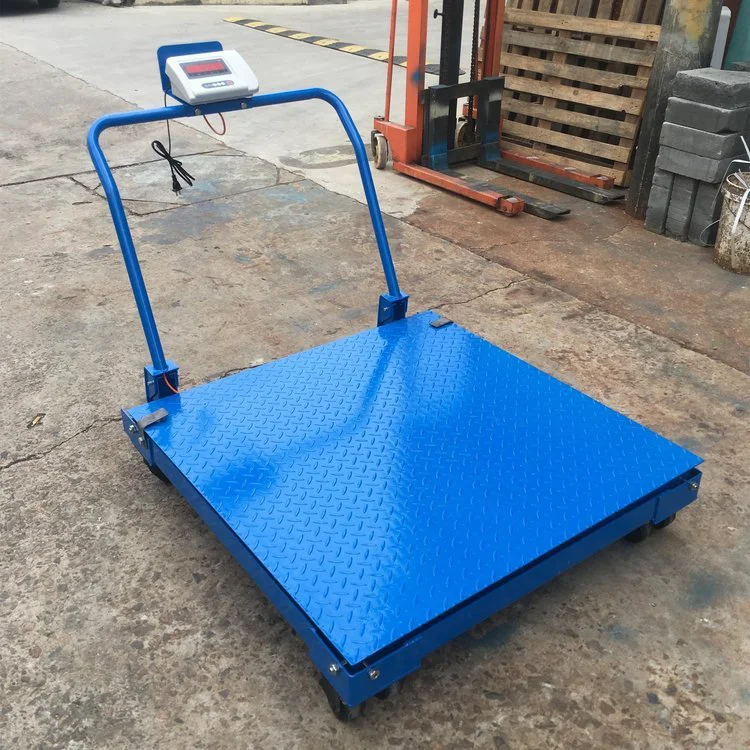 带轮子移动式地磅 3吨手推电子地秤 汉衡3T带打印小平台电子称