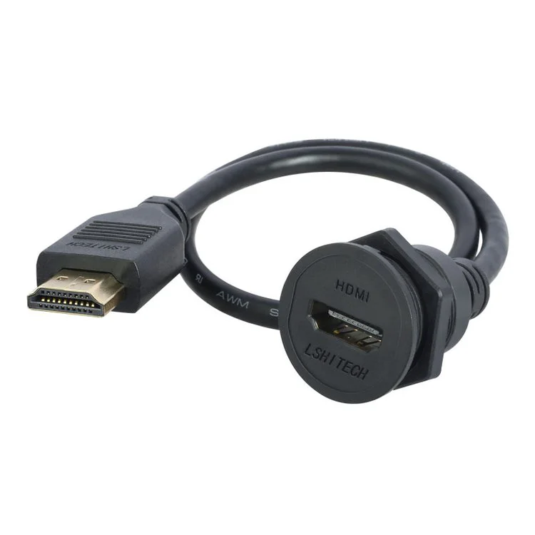 龙仕工业插头hdmi转接头4K高清数据延长线 线长定制