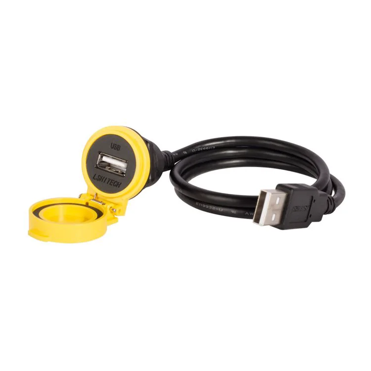 龙仕lshitech防水USB航空插头 工业数据延长线 面板后螺母锁紧座