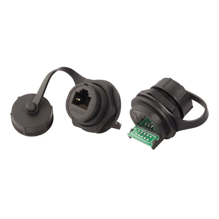 龙仕网络防水接头网线插座 rj45母座焊接PCB板M20面板安装cat5e