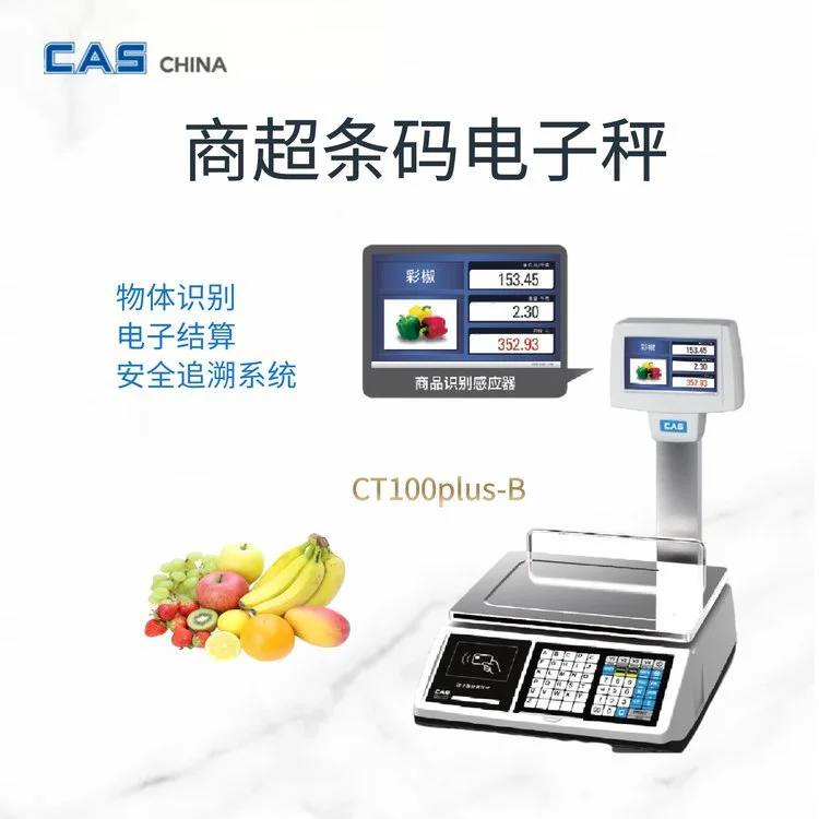 CAS凯士超市收银称重一体机 蔬菜水果电子计价秤 CT100-R