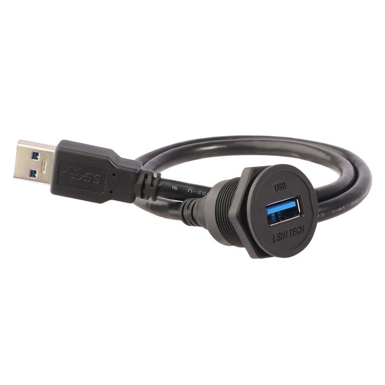 LSHITECH龙仕 USB3.0防水连接器 航空插头 公母对接延长线