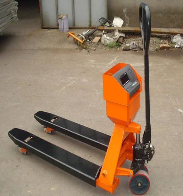 物流用1吨叉车电子秤 一吨打印称重搬运车 1t手推式液压地牛秤厂