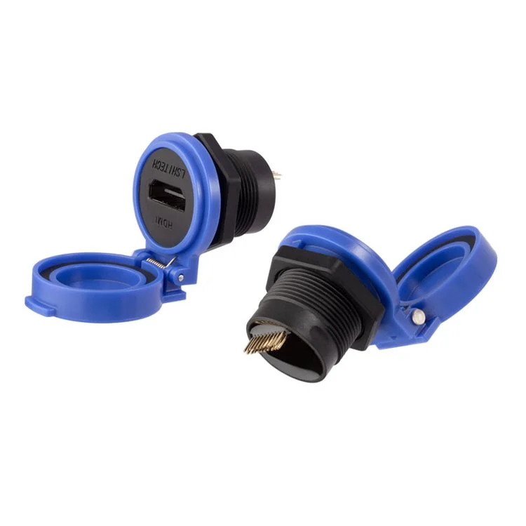 lshitech龙仕HDMI面板式防水接口转接线 带防护盖信号传输配件