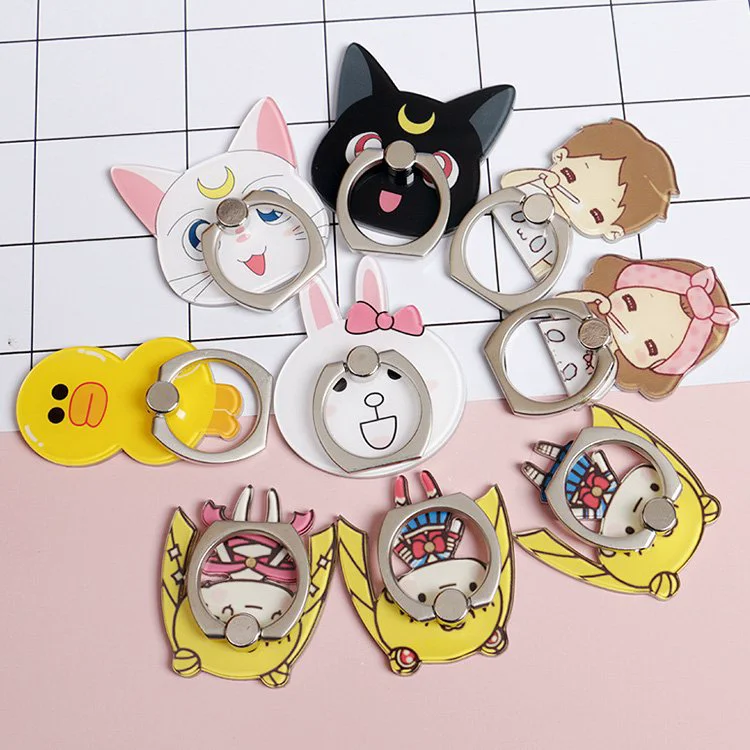 通用懒人卡通手机指环支架 水晶亚克力指环扣 金属手机扣可爱女男