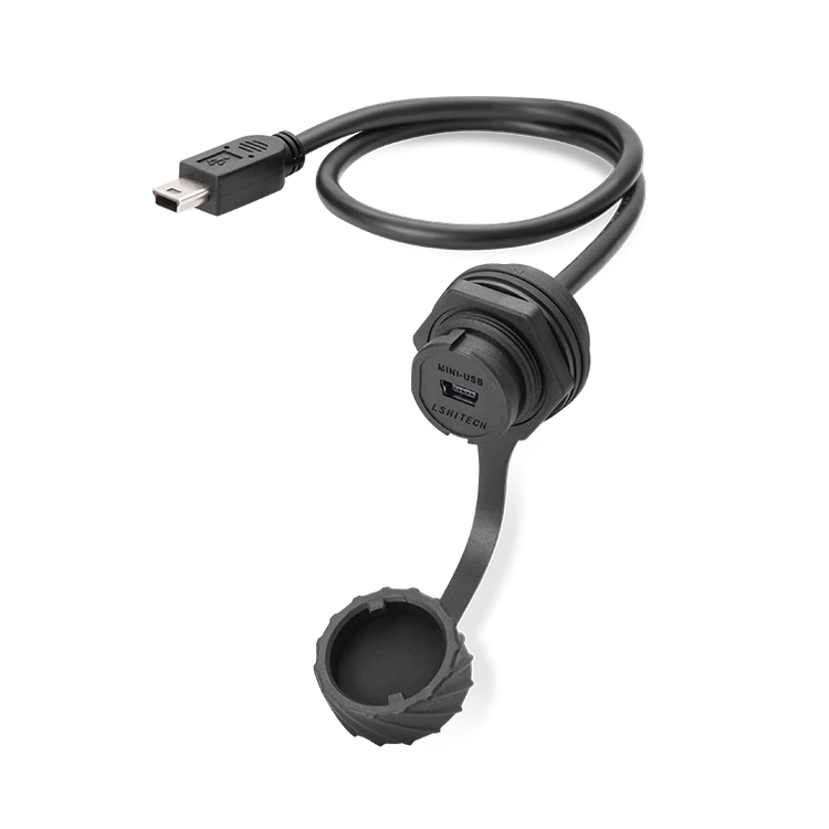 龙仕航空插头 miniUSB工业防水连接器 卡扣式锁紧 面板安装