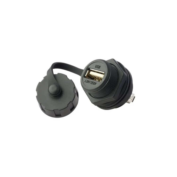 LSHITECH龙仕USB2.0工业防水U盘接口延长线 直通母座 面板安装