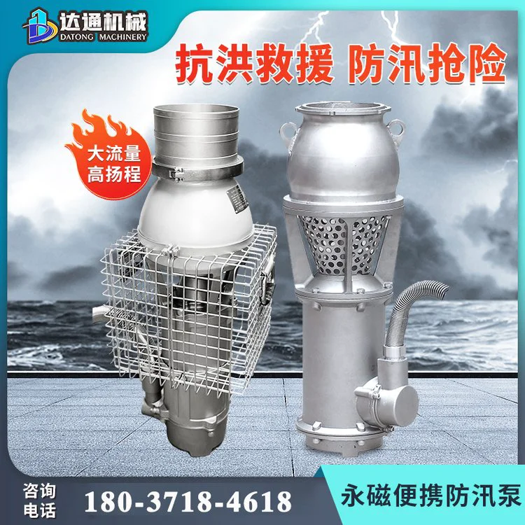 便携式永磁防汛泵大流量高扬程排涝不锈钢防洪抢险变频潜水轴流泵