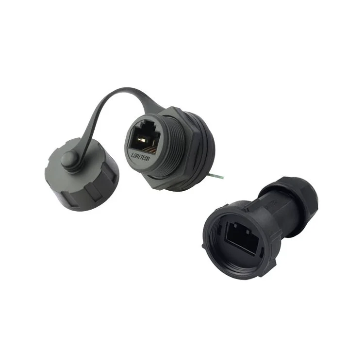 LSHITECH龙仕 RJ45网线信号防水连接器 设备数控机床面板安装