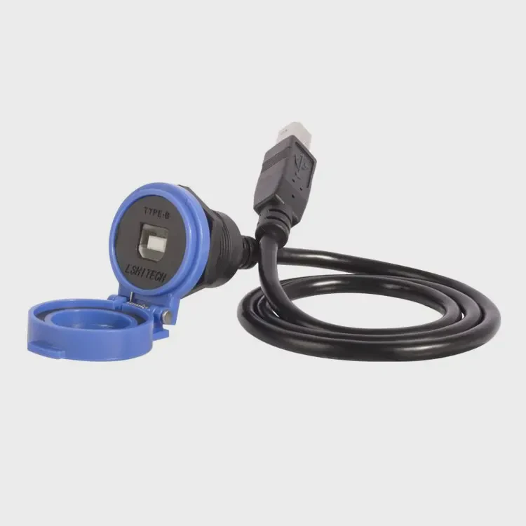 龙仕航插IP65 母座延长线 TYPE-B90度公头 传真打印设备适用