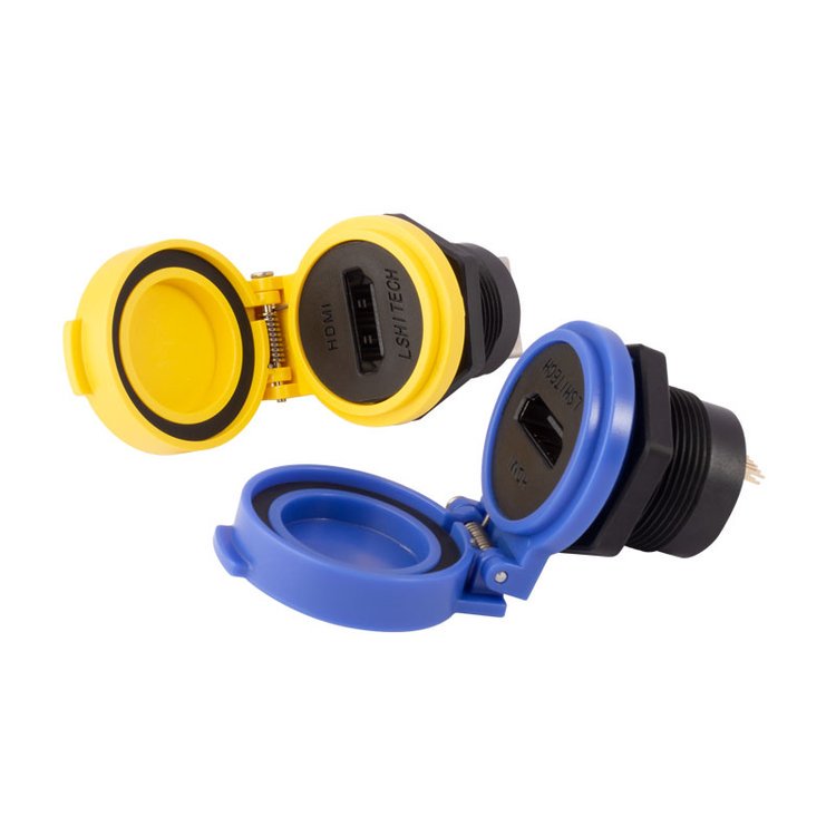 龙仕HDMI2.0高清数据信号直通双头航空转换头面板固定防水公母座