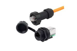 LSHITECH龙仕 RJ45航空插头 超5类 180°90°接口 防水连接器线长可定制