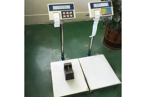 150KG电子台秤 化工厂用不锈钢自定义编辑标签不干胶打印落地秤