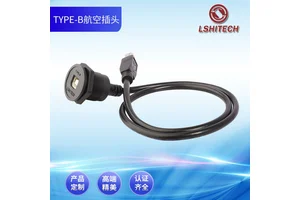 龙仕lshitech方形USB打印机口TYPE-B母航空插头母转公数据延长线