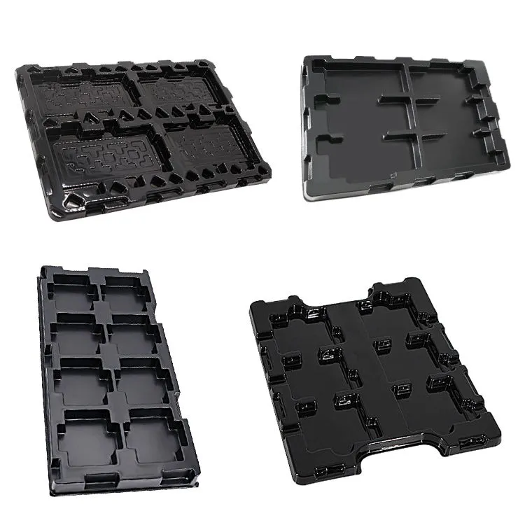 Blister Packaging Tray ESD Plastic Black Consumer Electronics PS Custom for Electronic Component 0.25mm~1.0mm Durable Accept