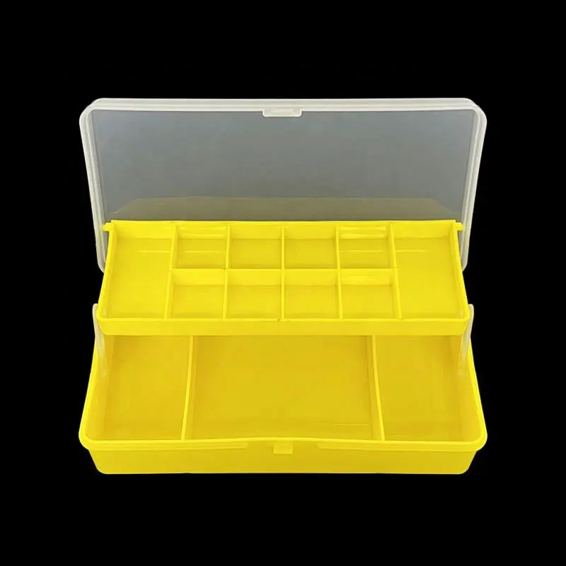 Double Layer Fishing Bait Box Yellow Convenient Storage Fishing Lures Tackle Box