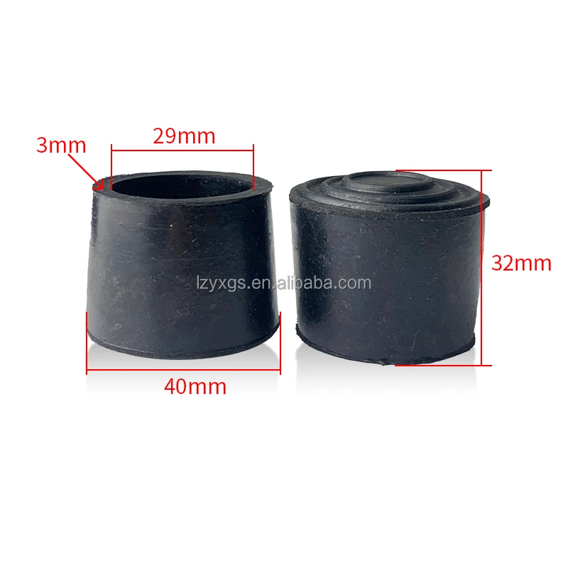 29mm Thick Square Black LONGZHONG PVC CAP Coat Mechanical Equipment Rubber Foot Mat Anti-slip Wear Support Foot Cover
