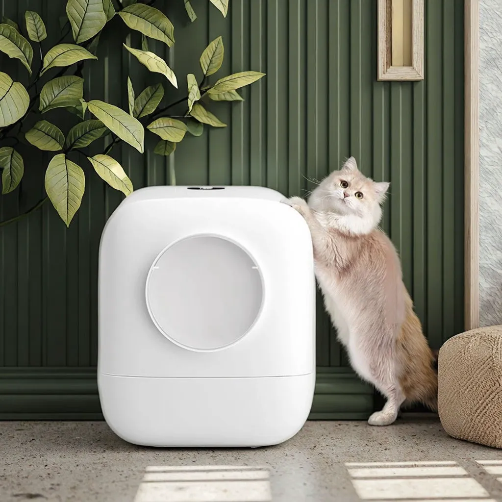Automatic Electric Intelligent Eco-Friendly Deodorizing Cat Litter Box Wind Technology Fully Enclosed Splash-Proof Bathroom