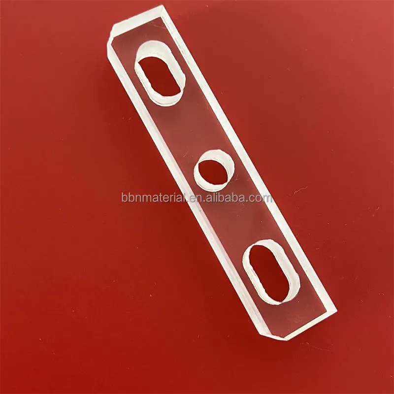 Customized 99.99% High Pure clear Crystal Fused Silica  Quartz Glass Plate Part with Holes