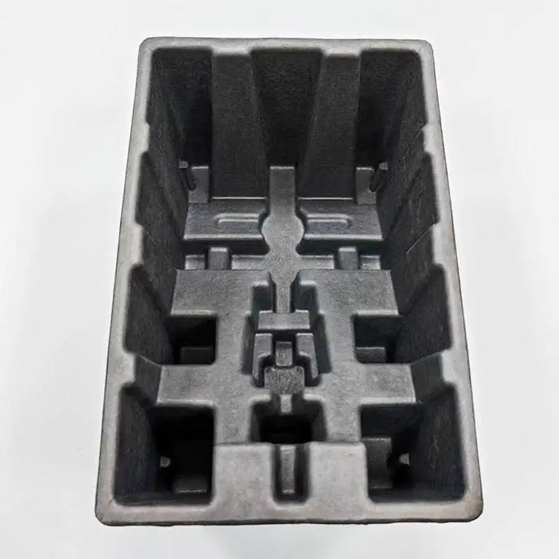 Good Quality Eco-friendly Recyclable Biodegradable Protective Customized Moulded Pulp Packaging Dry Press Black Audio Pulp Tray