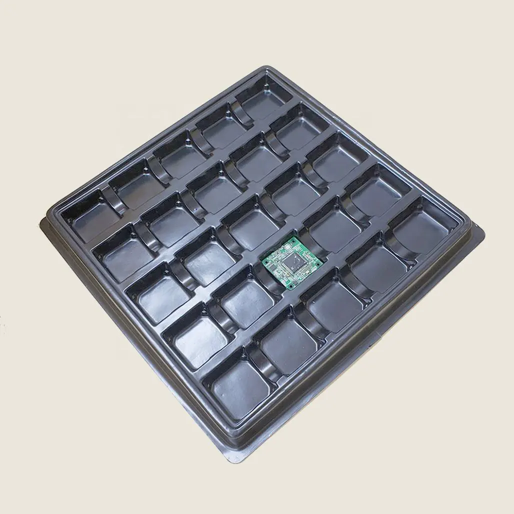 Customized Label Stickers Black Custom Turnover Tray Plastics Recyclable Trapped Blister