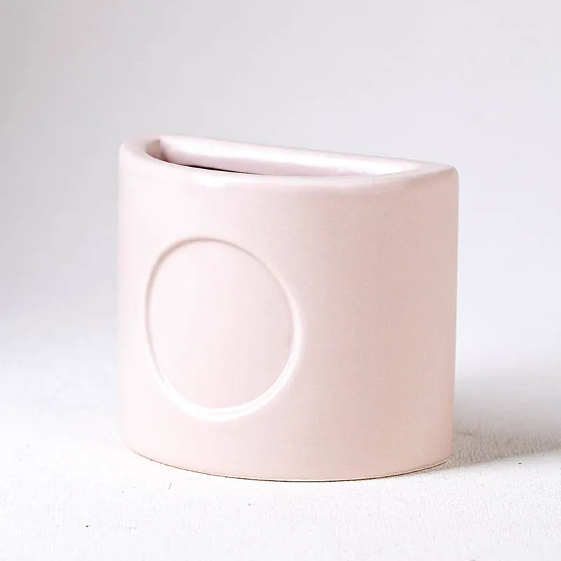 Custom Nordic Style Colorful Semicircle Ceramic Candles Vessel Container Wedding Home Decor Unique Empty Candle Jar
