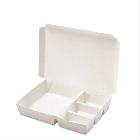 Customized Various Size Disposable Compostable Paper Food Container White or Brown Color Paper Cardboard Lunch Box