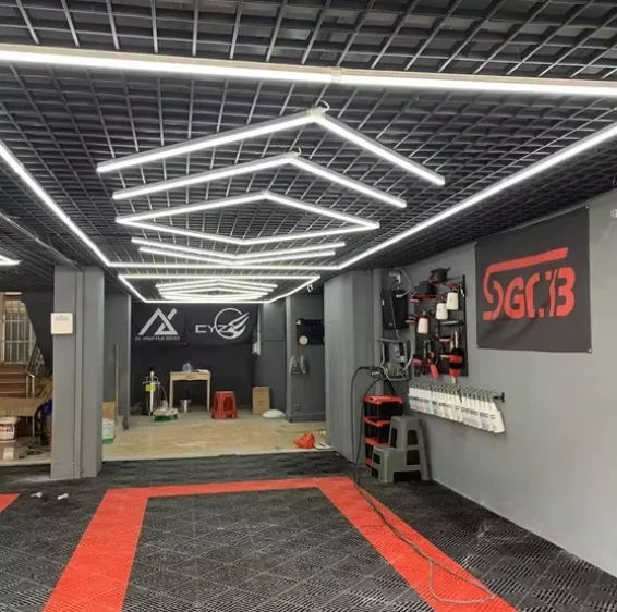 Car Wash Working Light Hexagon Detailing Led Ceiling Garage Light