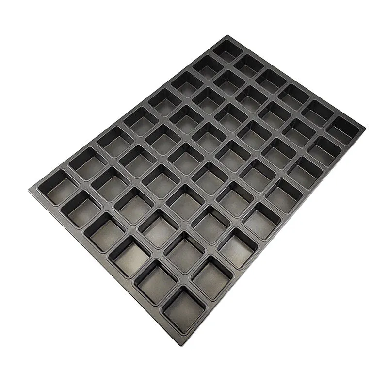 Industrial Baking Tray Aluminized Steel Brownie Bite Pan 48 Cup Mini Square Cupcake Tray Muffin Pie Pallet for Baking