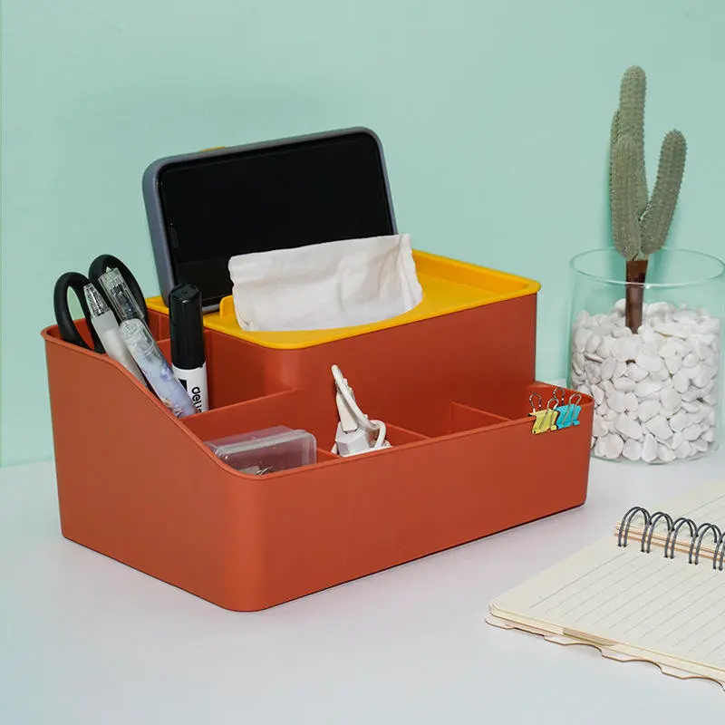 Creative Multi-Functional Plastic Storage Box with Remote Control for Home Hotel Car Paper Compartment Tissues Desktop Organizer