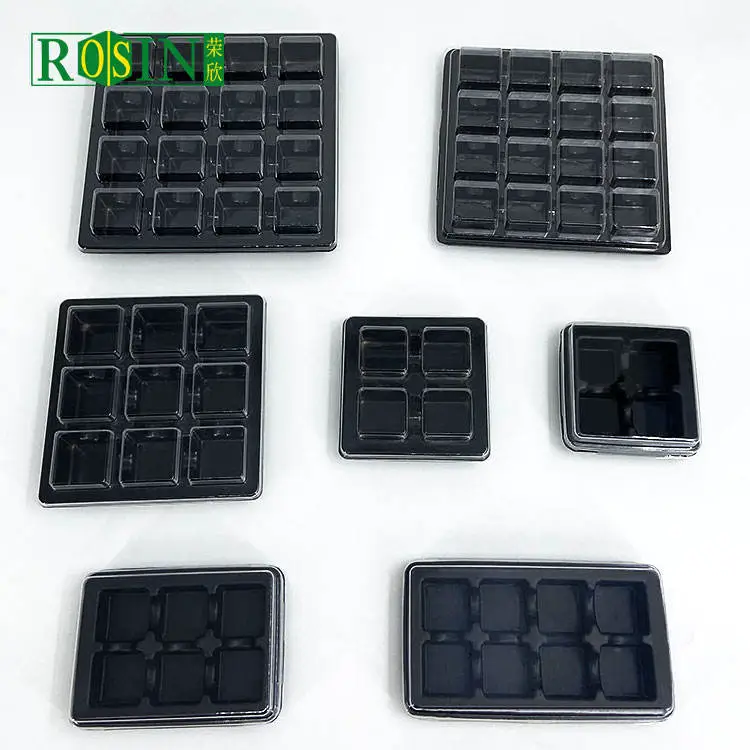 Custom 24 Compartment Black PS Plastic Blister Container for Chocolate Insert Tray