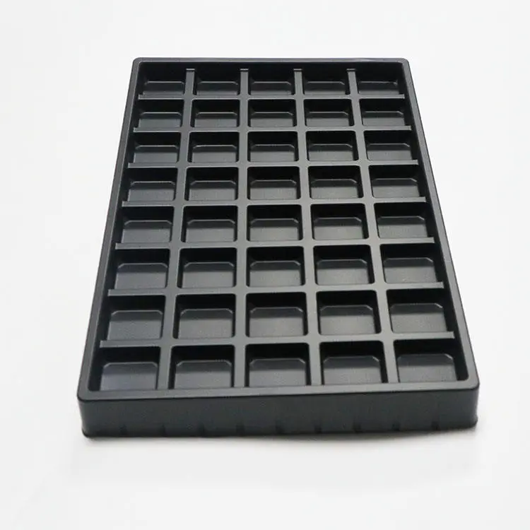 Custom Disposable Blister 40 Compartment Black Plastic 0.7mm PS Trays for Cookie Chocolate Box Luxury Packaging