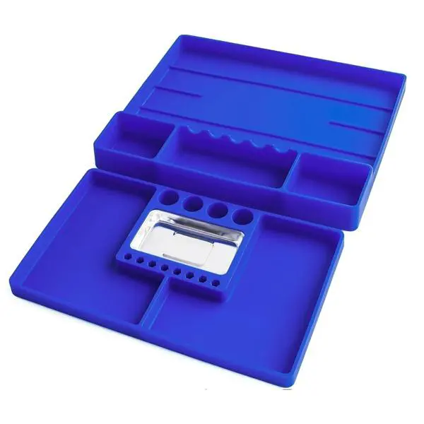 Hot Sales Premium Single Silicone Tool Tray with Stainless Steel Tray Silicone Tool Parts Storage