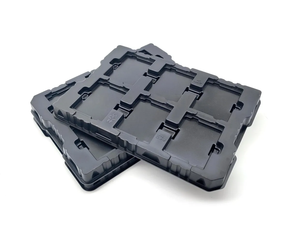 Custom Black Plastic ESD Antistatic Tray Packing Electronics Blister Esd Pcb Tray for CPU Processor with Component