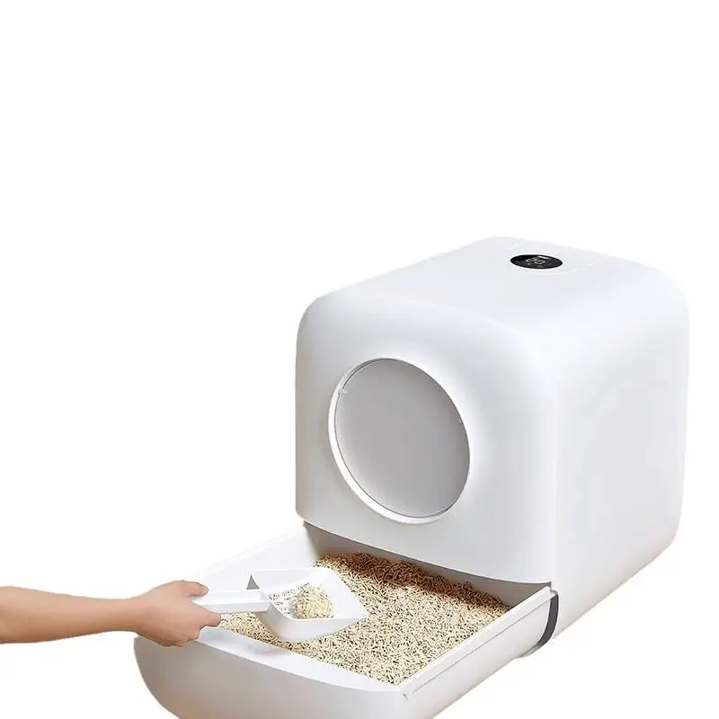 Fully Enclosed Anti-Splash Automatic Cat Litter Box with Fresh Air Electric Intelligent Deodorant PP Material Toilet Accessory