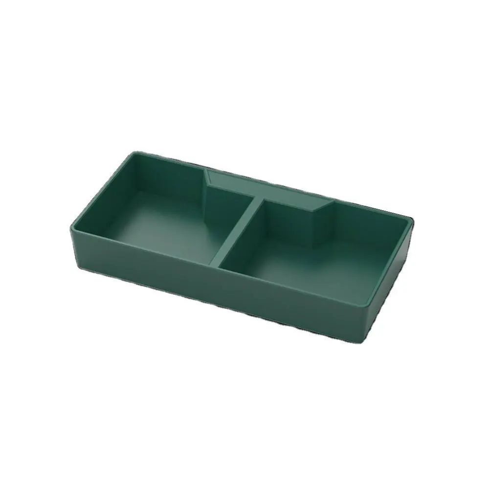 NOMOY PET Green Plastic Rectangular Food Water Double Dish Reptile Bowl Feeder