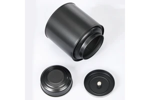 Round Black Metal Tea Canister with Double Lid Airtight Tin Can for Tea Packaging Storage Tea Tins With Inner Lid