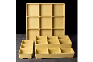 Melamine 9 Grid Wooden Color Divided Snacks Candies Plate Plastic Compartment Appetizer Serving Dishes Party Plates