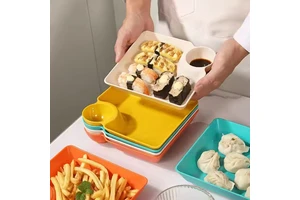 Japanese Creative Plastic Plate With Vinegar Sushi Plate Household Food Snack Plate square Dessert High Quality Pastry