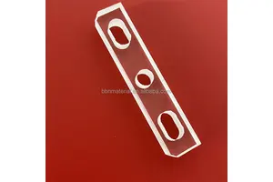 Customized 99.99% High Pure clear Crystal Fused Silica  Quartz Glass Plate Part with Holes