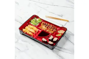 ABS Bento Box 14 X 9.1 X 2 Inch Compartment Lunch Plates Japanese Style Adult Lunch Plate With 5 Compartments Reusable Plate