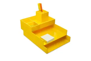 Yellow Stackable Acrylic Organizer Desktop Accessories Storage File Paper Document Container Plastic Office Supplier