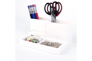Multi-functional Desk Organizer  Plastic Makeup Organizer  Pen Organizer Storage for Office, School, Home Supplies