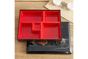 Melamine 5 Compartments 27*21cm Food Storage Containers Traditional Japanese Restaurant Sushi Bento Lunch Box