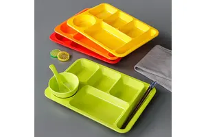 Factory Wholesale Food Grade Melamine Serving Tray with Handle Eco-Friendly Tray for Barbecue